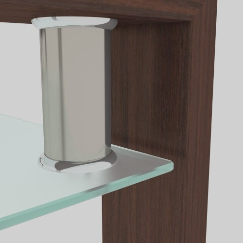 Rectangle Walnut Glass Coffee Table – Modern Clear Centerpiece