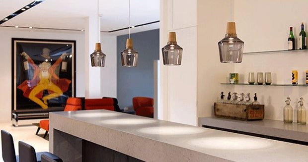 Modern LED Glass Pendant Light with Wood – Rustic Vintage Hanging Lamp