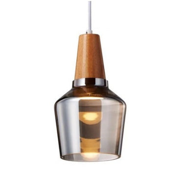 Modern LED Glass Pendant Light with Wood – Rustic Vintage Hanging Lamp
