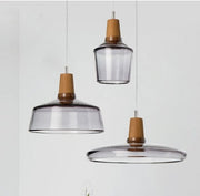 Modern LED Glass Pendant Light with Wood – Rustic Vintage Hanging Lamp