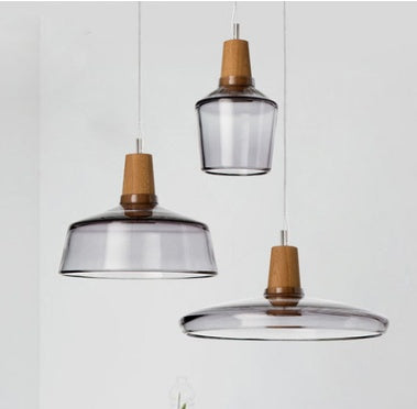 Modern LED Glass Pendant Light with Wood – Rustic Vintage Hanging Lamp