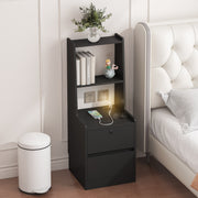 Smart Nightstand with Charging Station & LED Light – Black