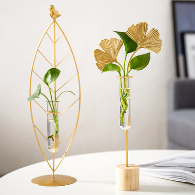 Nordic Home Golden Wrought Iron Test Tube Vase Ornaments