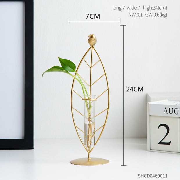 Nordic Home Golden Wrought Iron Test Tube Vase Ornaments
