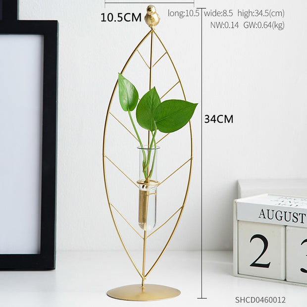 Nordic Home Golden Wrought Iron Test Tube Vase Ornaments