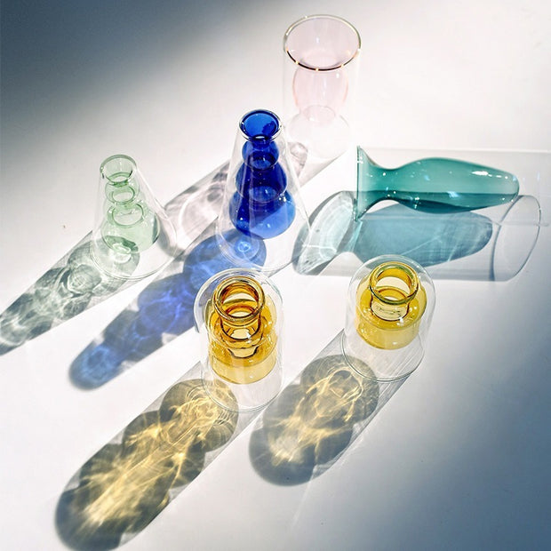 Nordic Colorful Glass Vase – Transparent Home Décor