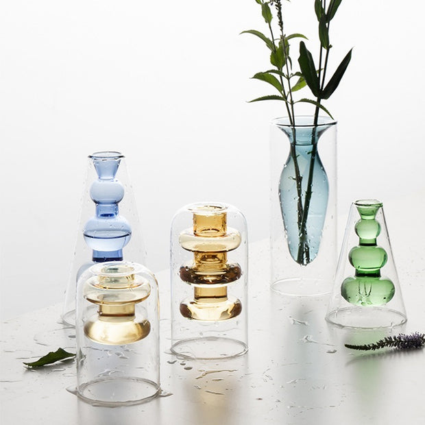 Nordic Colorful Glass Vase – Transparent Home Décor