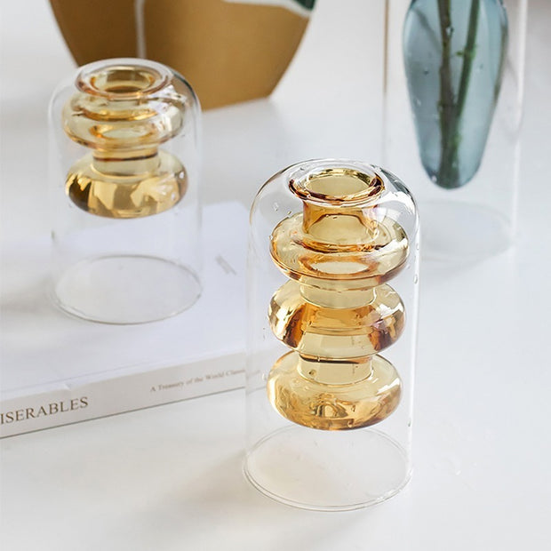 Nordic Colorful Glass Vase – Transparent Home Décor