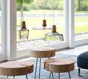 Modern LED Glass Pendant Light with Wood – Rustic Vintage Hanging Lamp
