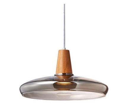 Modern LED Glass Pendant Light with Wood – Rustic Vintage Hanging Lamp