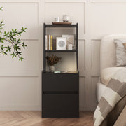 Smart Nightstand with Charging Station & LED Light – Black