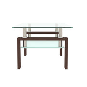 Rectangle Walnut Glass Coffee Table – Modern Clear Centerpiece