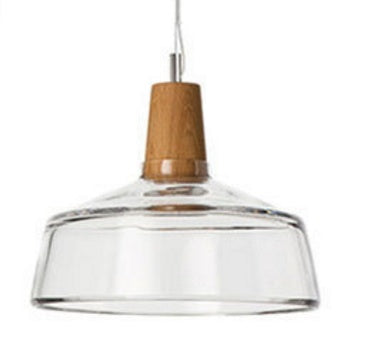 Modern LED Glass Pendant Light with Wood – Rustic Vintage Hanging Lamp