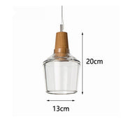 Modern LED Glass Pendant Light with Wood – Rustic Vintage Hanging Lamp