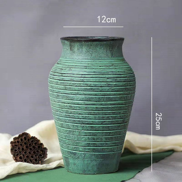 Ceramic Old Vases with Dried Flowers – Living Room Decor