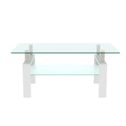 Modern White & Clear Coffee Table – Living Room Centerpiece