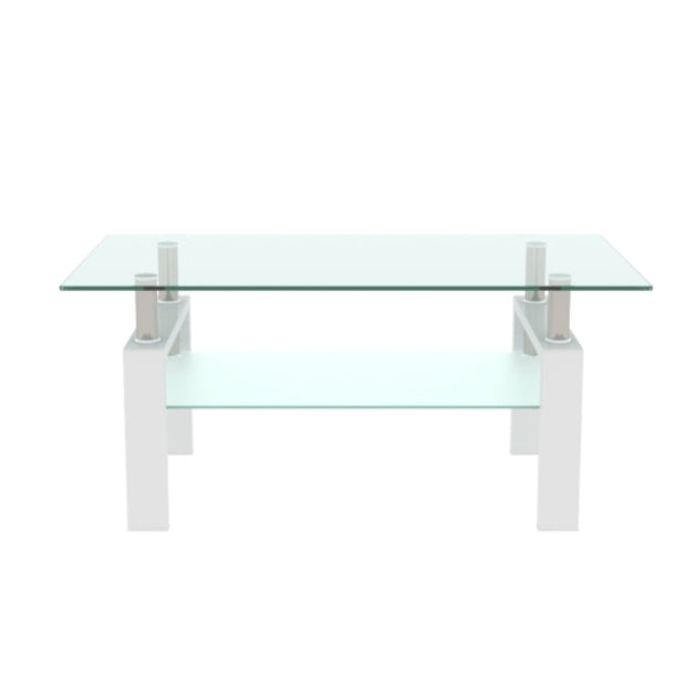 Modern White & Clear Coffee Table – Living Room Centerpiece