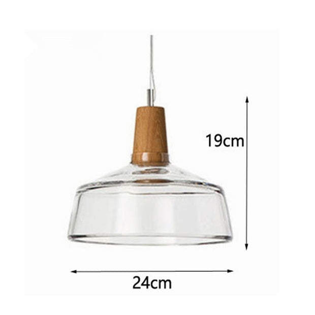 Modern LED Glass Pendant Light with Wood – Rustic Vintage Hanging Lamp