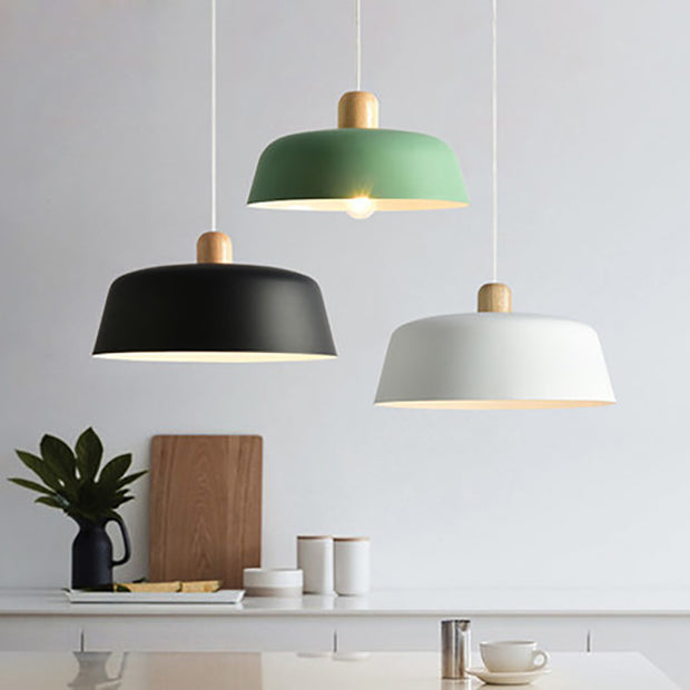 Nordic Wood Pendant Light – Round Suspension Lamp
