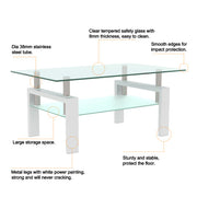 Modern White & Clear Coffee Table – Living Room Centerpiece