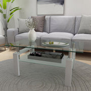 Modern White & Clear Coffee Table – Living Room Centerpiece