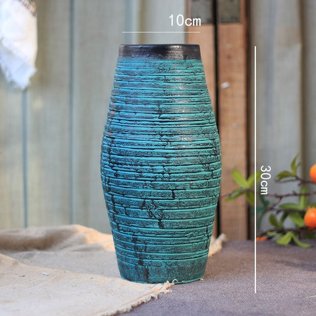 Ceramic Old Vases with Dried Flowers – Living Room Decor