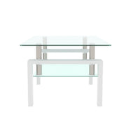 Modern White & Clear Coffee Table – Living Room Centerpiece