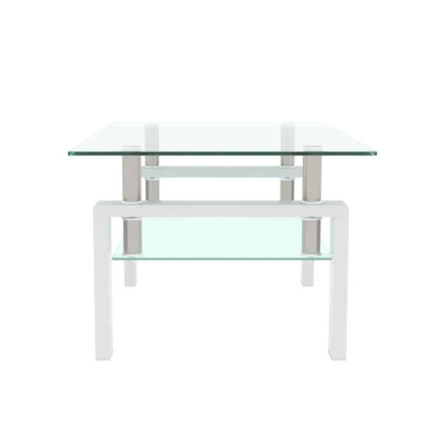 Modern White & Clear Coffee Table – Living Room Centerpiece