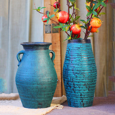 Ceramic Old Vases with Dried Flowers – Living Room Decor
