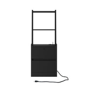 Smart Nightstand with Charging Station & LED Light – Black