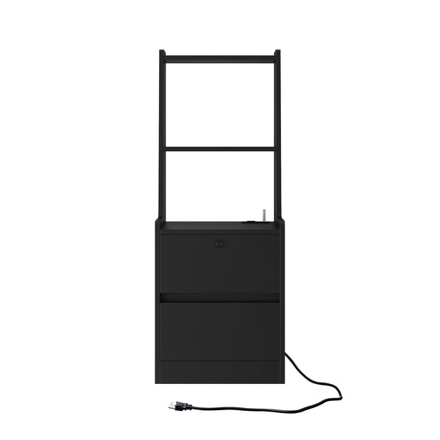 Smart Nightstand with Charging Station & LED Light – Black