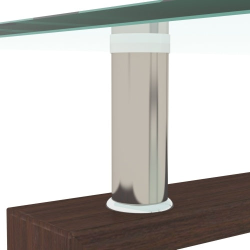 Rectangle Walnut Glass Coffee Table – Modern Clear Centerpiece