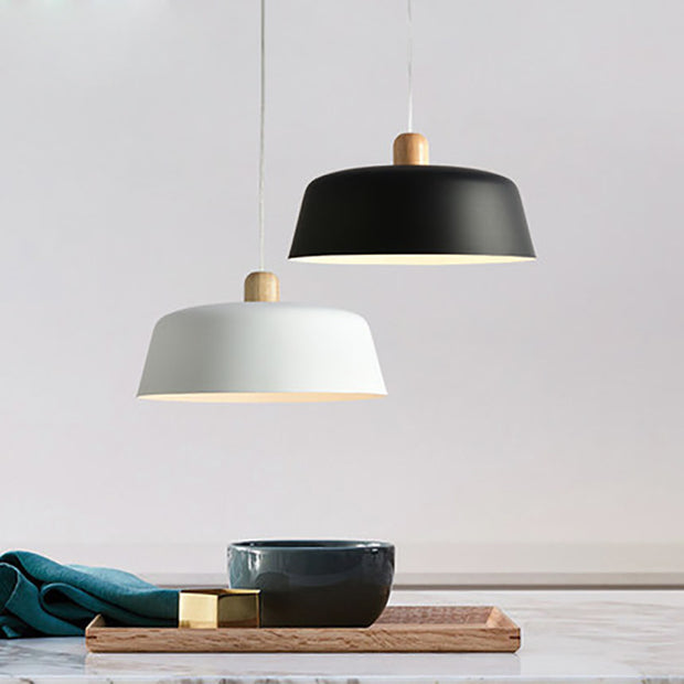 Nordic Wood Pendant Light – Round Suspension Lamp