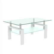Modern White & Clear Coffee Table – Living Room Centerpiece